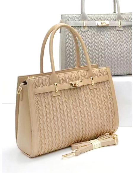 Bolso tote grande acolchado con cierre metálico