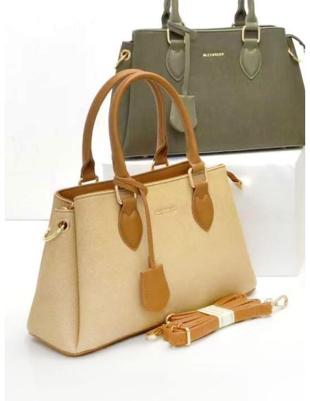Bolso de mano combinado tipo satchel con colgante