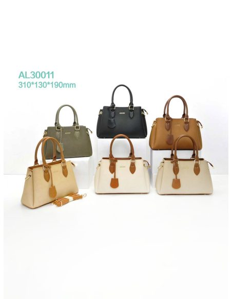 Bolso de mano combinado tipo satchel con colgante