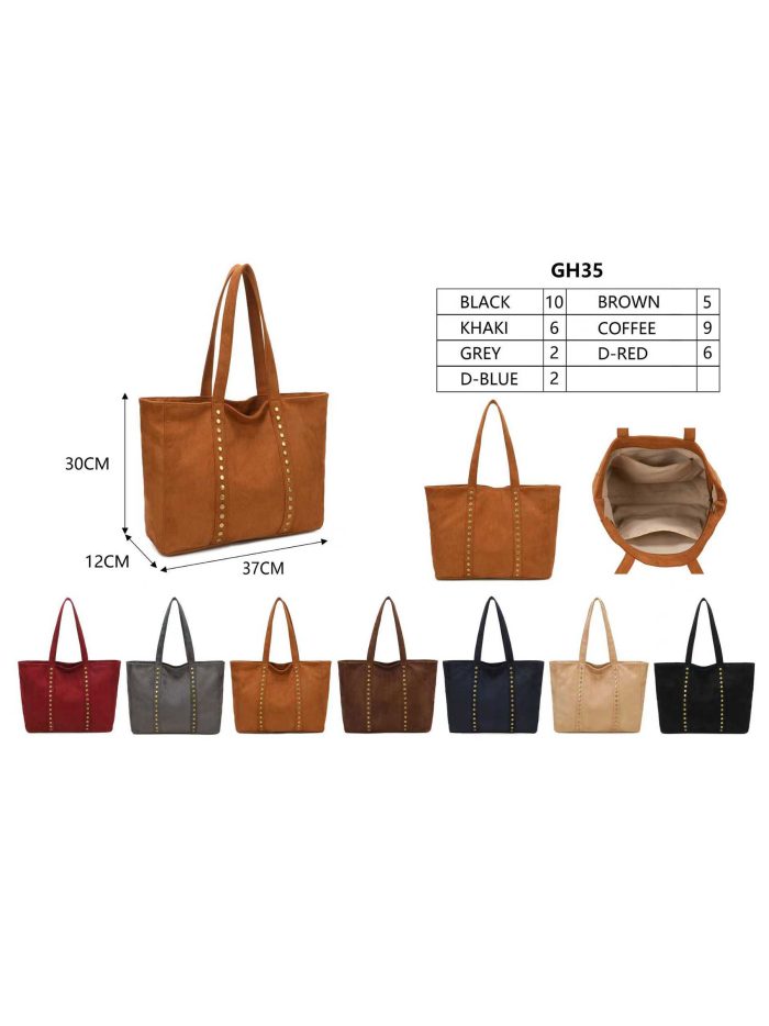 Sac cabas en faux daim avec clous