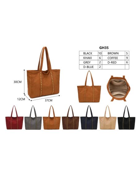 Sac cabas en faux daim avec clous