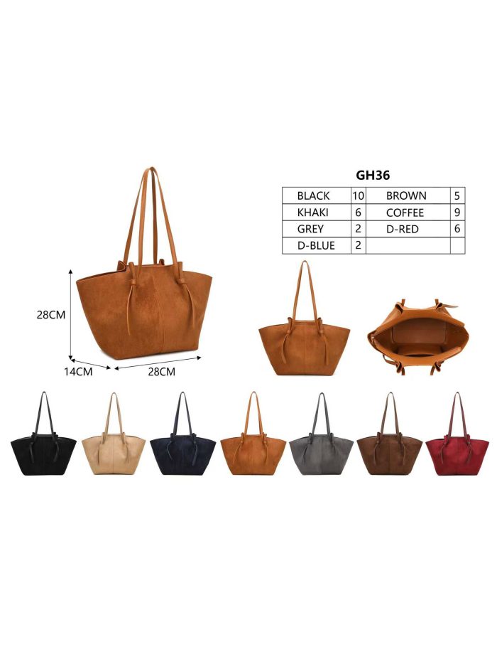 Bolso tote trapezoidal efecto ante con tiras ajustables