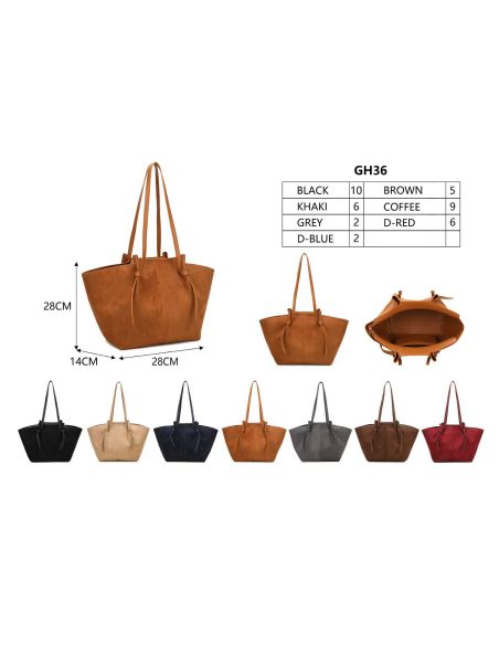 Bolso tote trapezoidal efecto ante con tiras ajustables