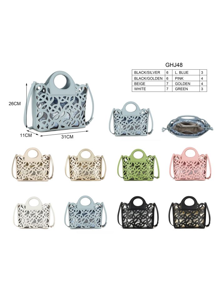 Bolso troquelado con bolsa interior de lentejuelas