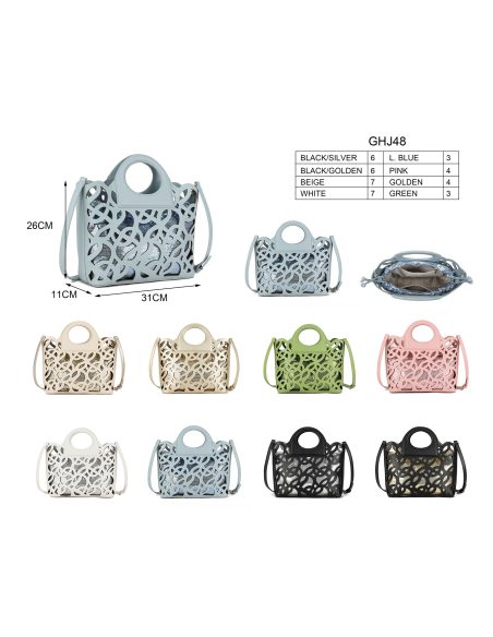 Bolso troquelado con bolsa interior de lentejuelas