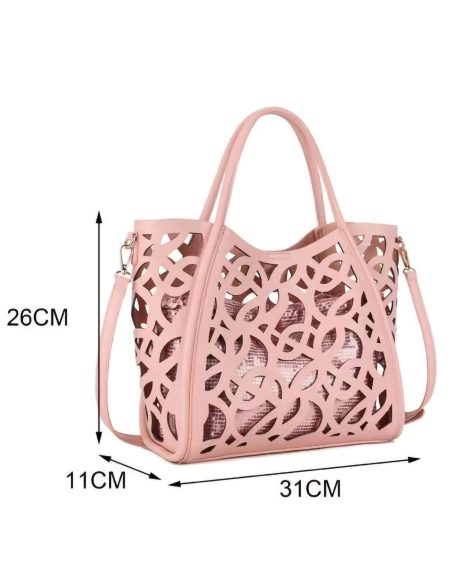 Bolso tote troquelado con bolsa interior de lentejuelas