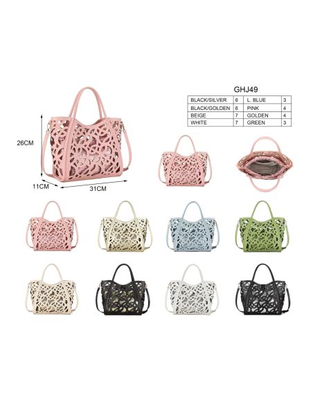 Bolso tote troquelado con bolsa interior de lentejuelas