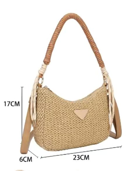 Bolso hobo de rafia con asa trenzada