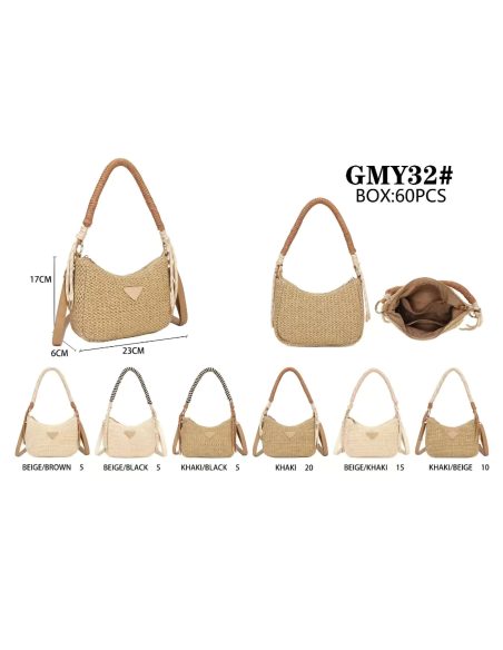 Bolso hobo de rafia con asa trenzada