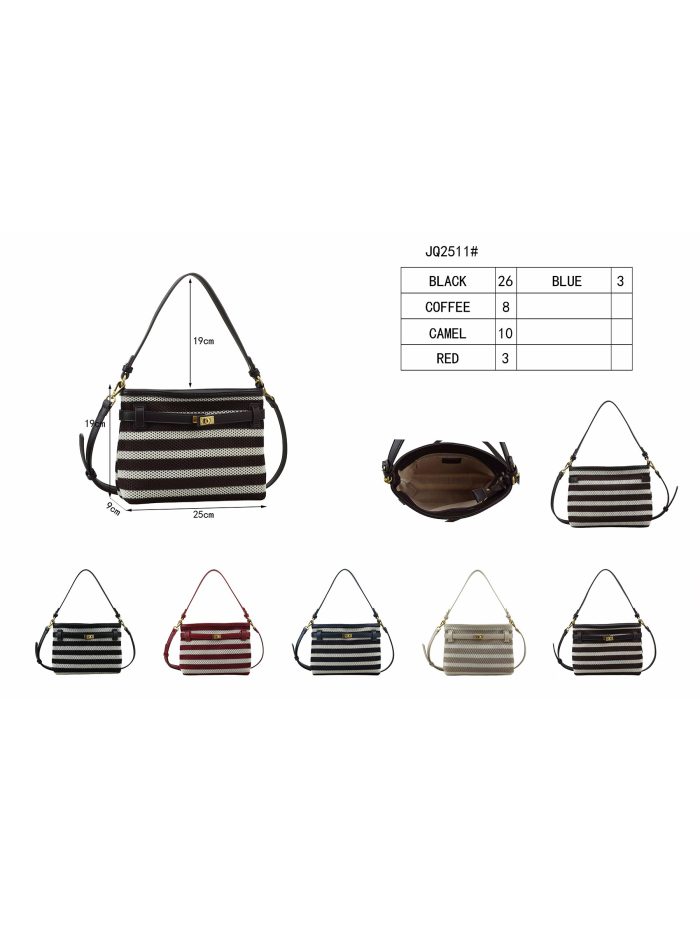 Bolso de mano rayas con detalle hebilla decorativa