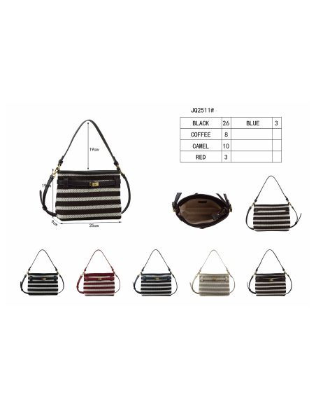 Bolso de mano rayas con detalle hebilla decorativa