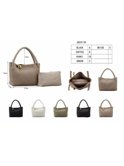 Bolso tote trenzado con cierre metálico y neceser 2