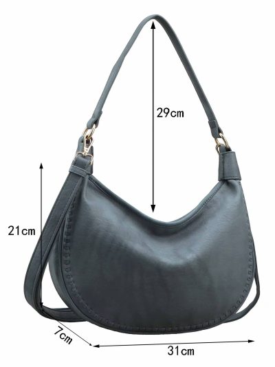 Bolso hobo media luna con pespuntes