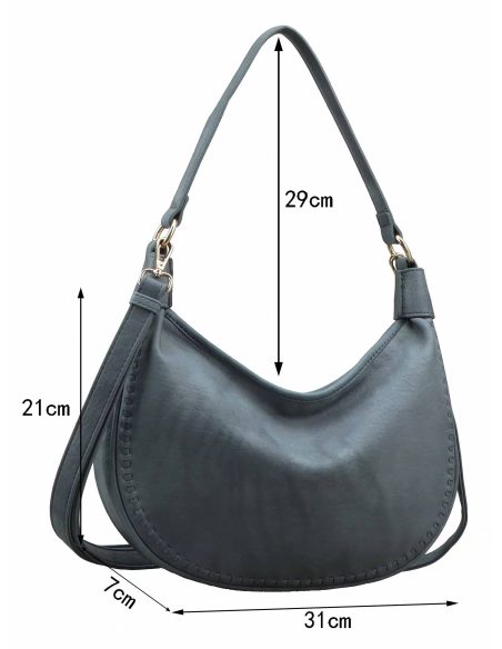 Bolso hobo media luna con pespuntes
