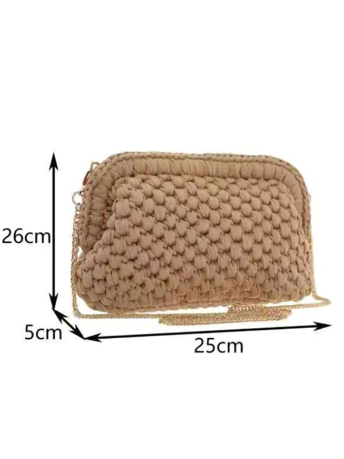 Bolso clutch de crochet asa cadena