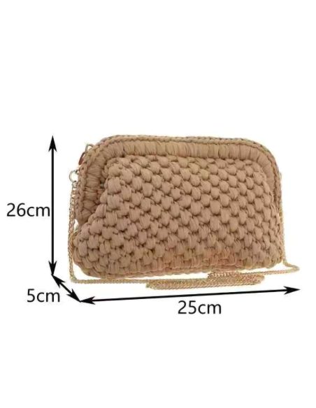 Bolso clutch de crochet asa cadena