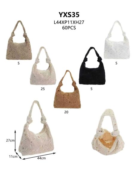 Bolso de hombro de crochet con asa anudada