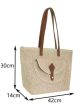 Bolso tote de rafia con bolsillo frontal