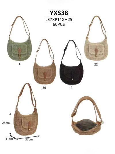 Bolso bandolera de rafia con bolsillo frontal 2