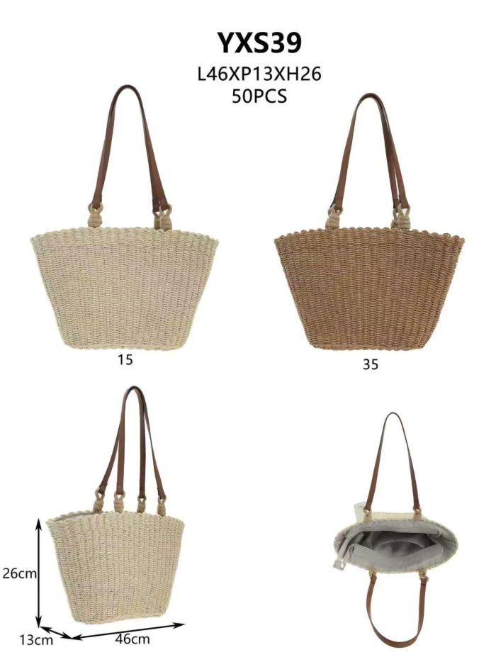 Basttasche mit langen Henkeln