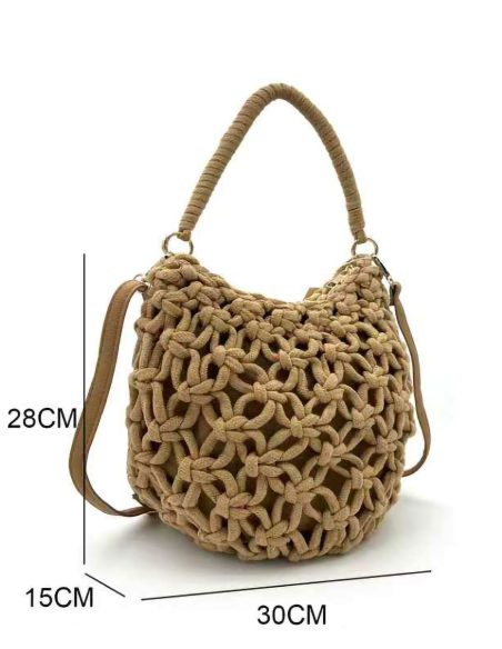 Makramee-Eimertasche mit durchbrochenem Muster