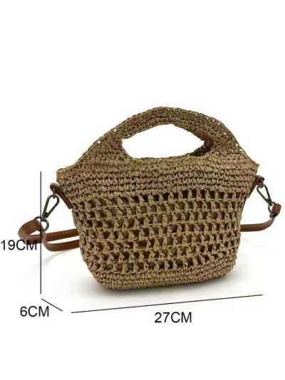 Bolso de mano de rafia con asa