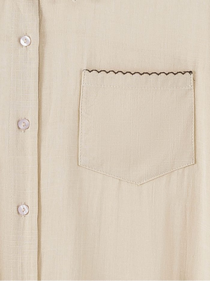 Kurzarmhemd in Leinenoptik mit Taschen