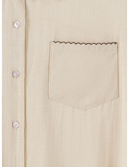 Kurzarmhemd in Leinenoptik mit Taschen