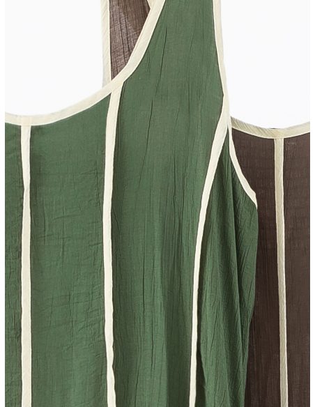 Vestido midi sin mangas con vivo a contraste