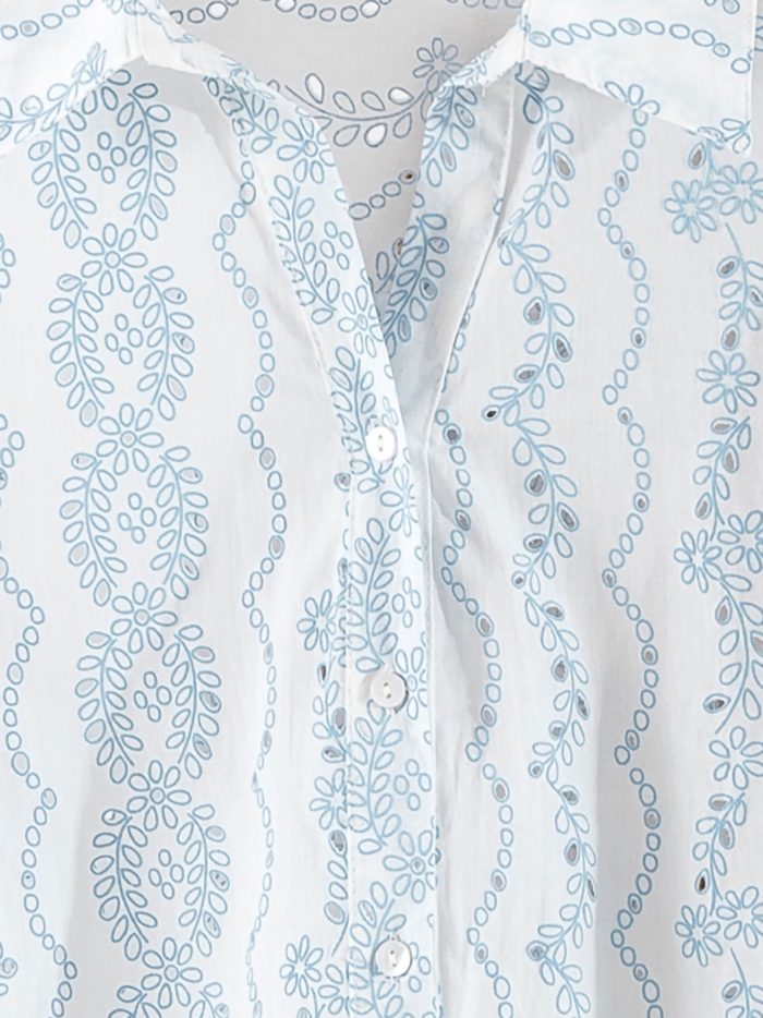 Conjunto de algodón estampado con detalle calado: camisa y short