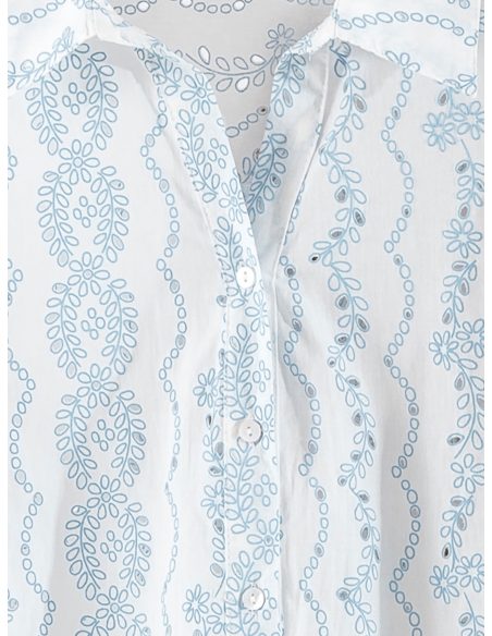 Conjunto de algodón estampado con detalle calado: camisa y short