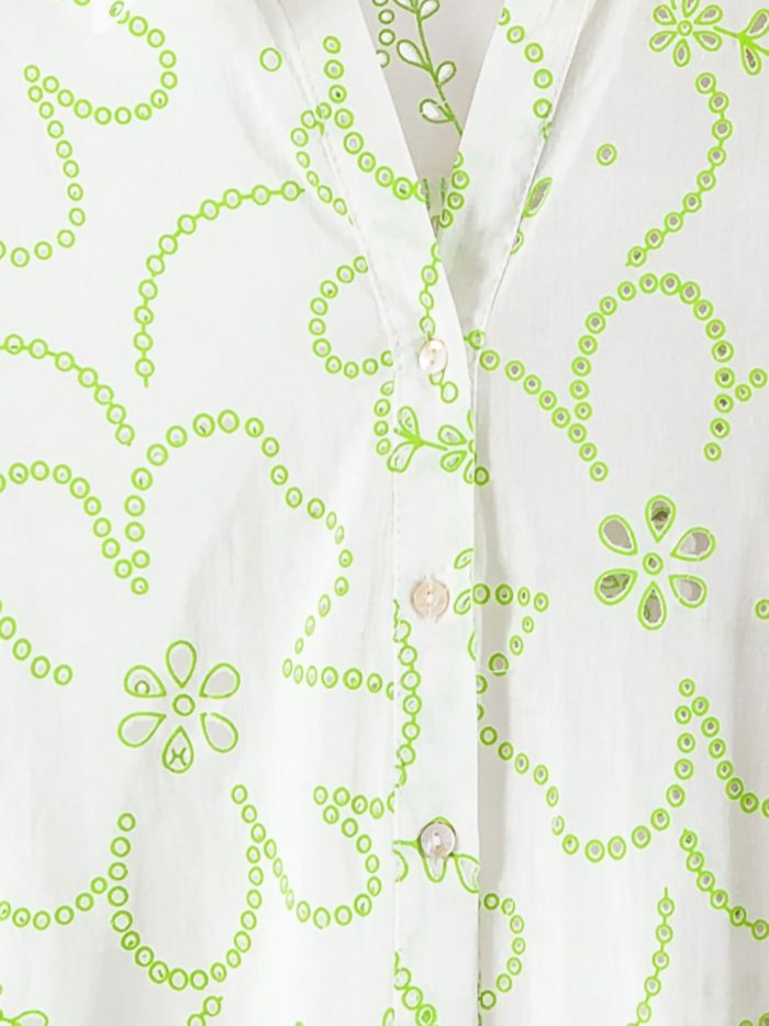 Conjunto de algodón estampado flores con detalle calado: camisa y short