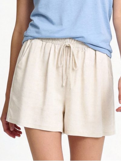 Short efecto lino con cintura elástica y cordón
