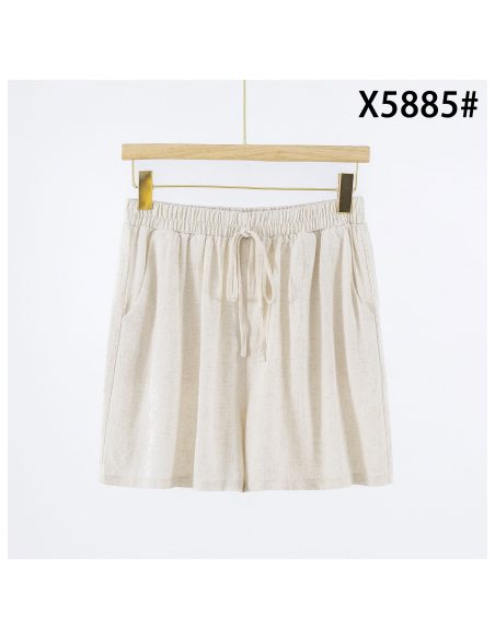 Shorts in Leinenoptik mit elastischem Bund und Kordelzug