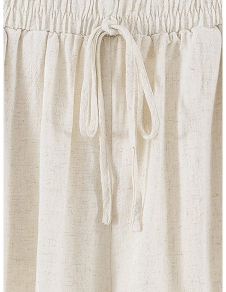 Shorts in Leinenoptik mit elastischem Bund und Kordelzug