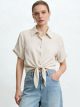 Camicia effetto lino con nodo frontale