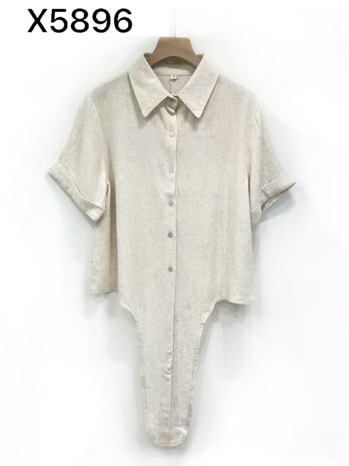 Camicia effetto lino con nodo frontale