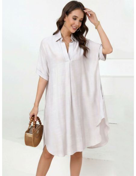 Abito camicia ampio con maniche corte