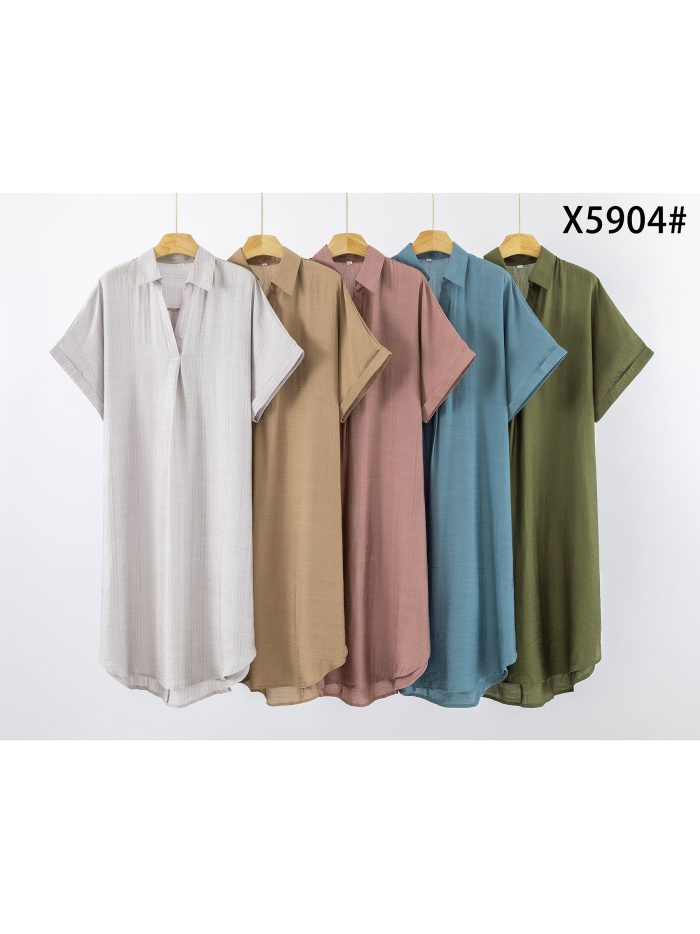 Abito camicia ampio con maniche corte