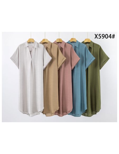 Abito camicia ampio con maniche corte