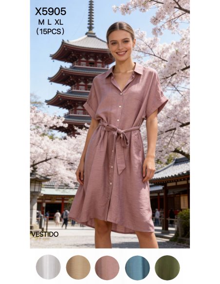 Vestido camisero con cinturón