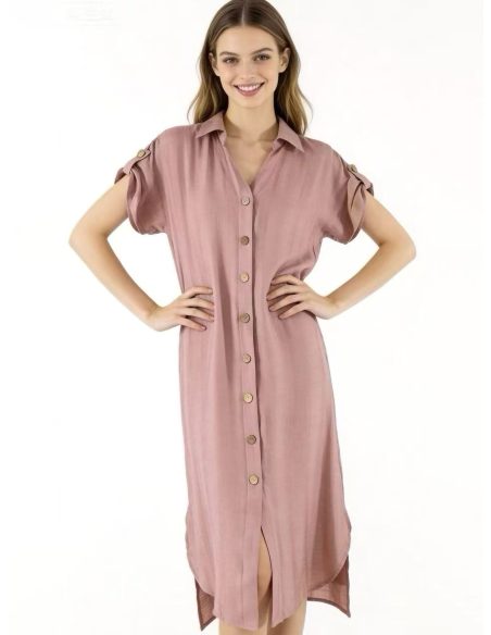 Hemdblusenkleid in Midi-Länge mit Knopfleiste