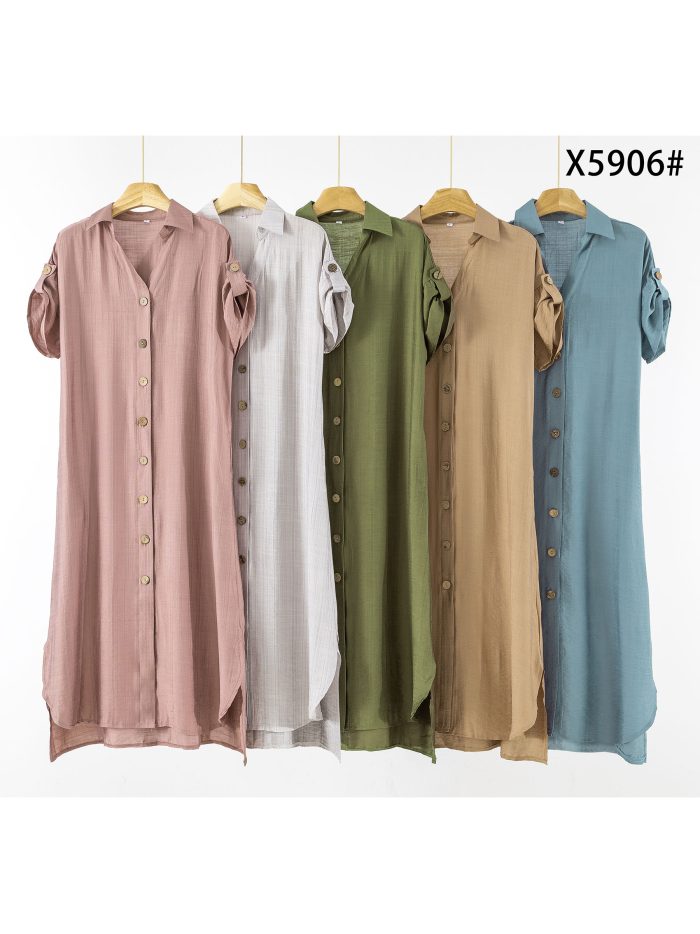 Hemdblusenkleid in Midi-Länge mit Knopfleiste