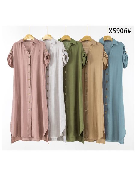 Hemdblusenkleid in Midi-Länge mit Knopfleiste