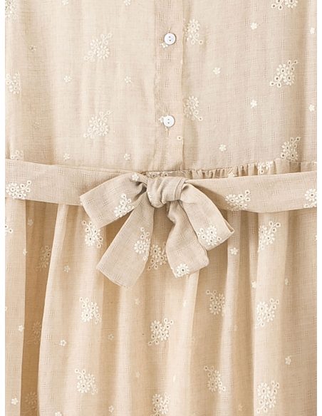 Vestido camisero midi bordado con cinturón