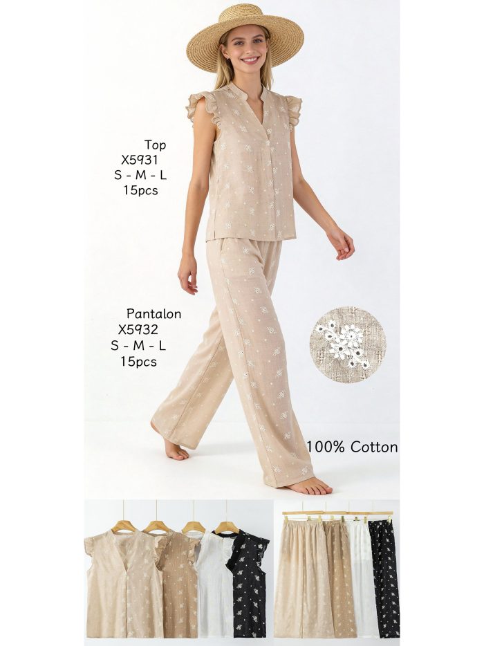 Blusa bordada mangas con volantes