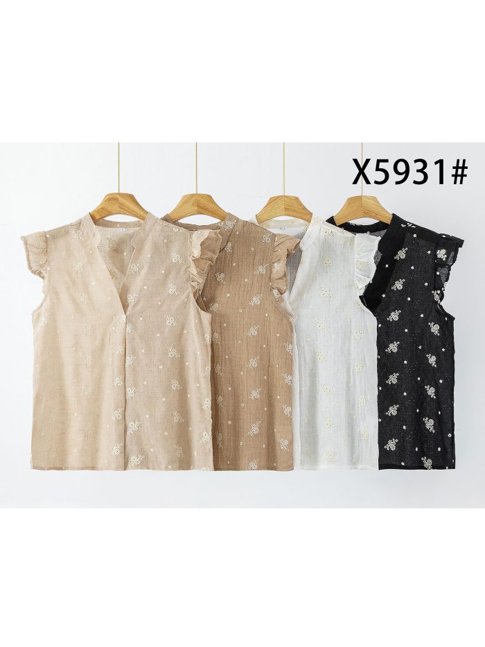 Blusa bordada mangas con volantes