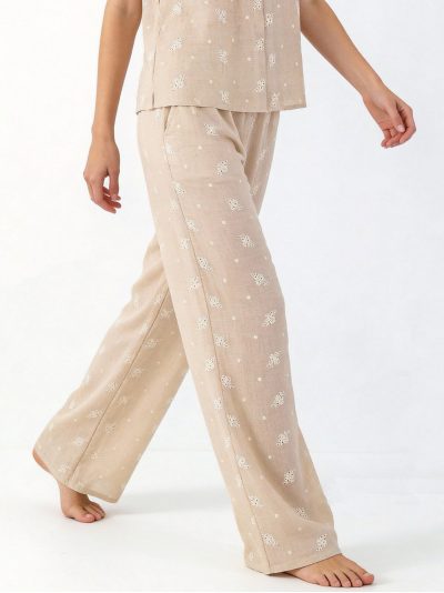 Pantalón recto bordado