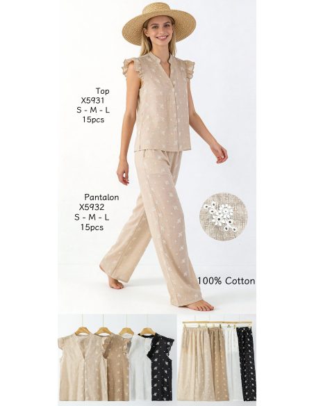 Pantalón recto bordado