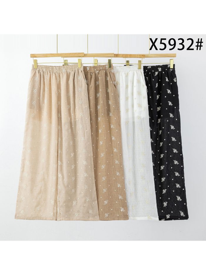 Pantalón recto bordado